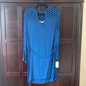 Diane Von Furstenberg Bernadette Basket Net Dress Size 8 - Heron Blue